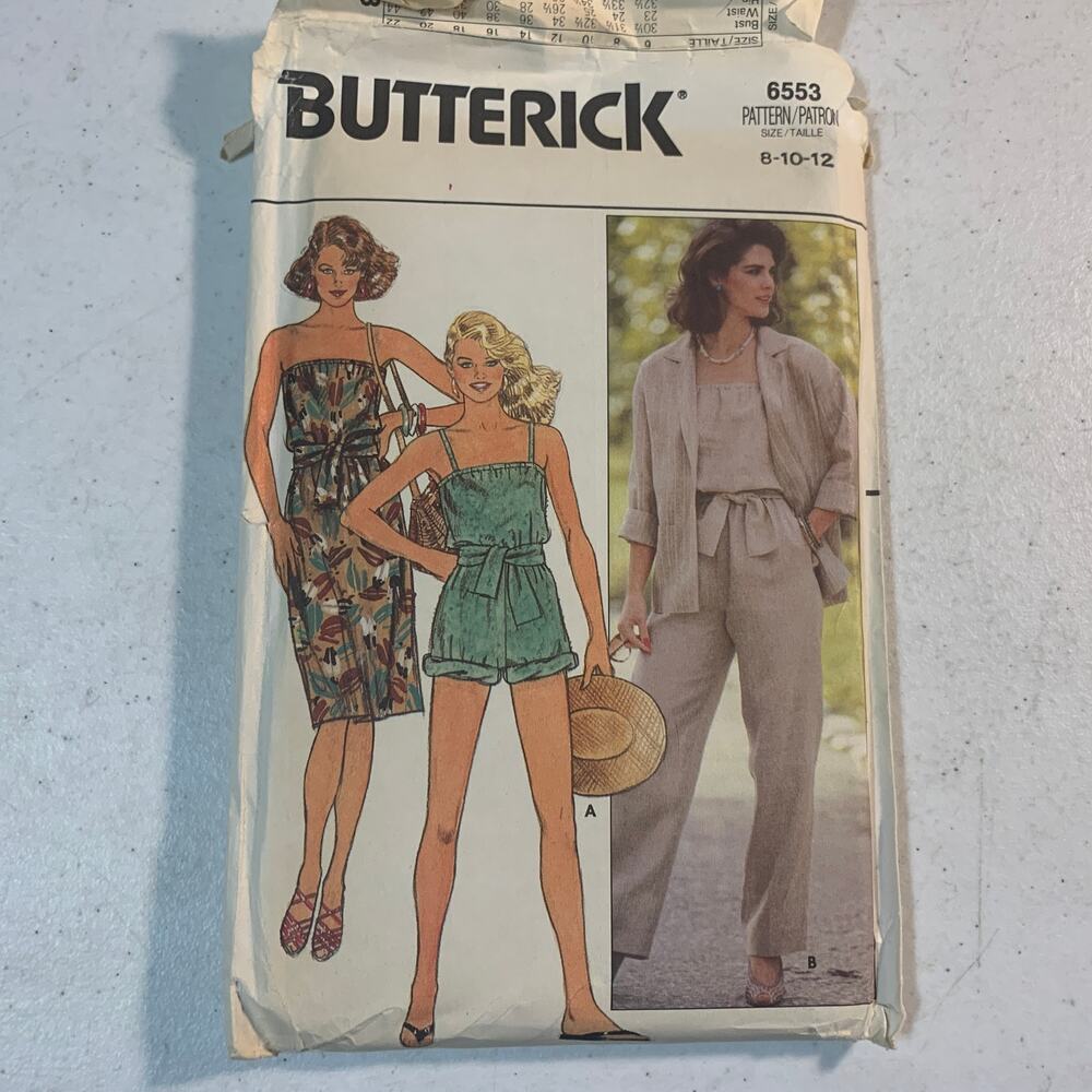 80s sewing pattern Butterick 6553 misses 8 10 12 jacket dress jumpsuit UNCUT